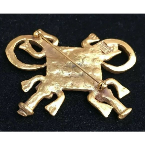 Vtg Brooch Gold weight In The Shape Of Crossed Crocodiles Pin ALVA MUSEUM REPRO. - Picture 3 of 7